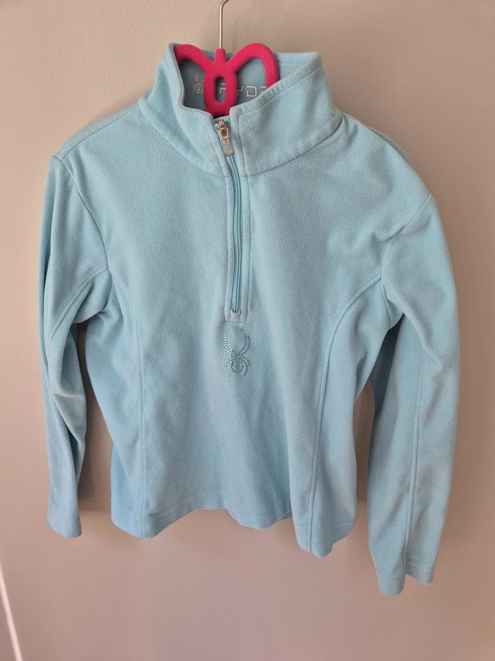 Spyder Shimmer Bug Ice Blue Half Zip Fleece Pullover Jacket Girls Size 5T